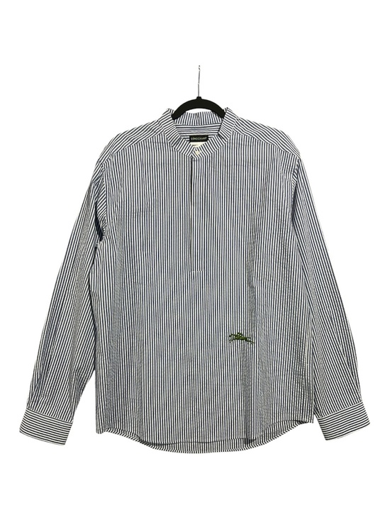 Longchamp Other - Longchamp Shirt Men’s Large Blue White Vertical Striped Band-Collar Long Sleeve